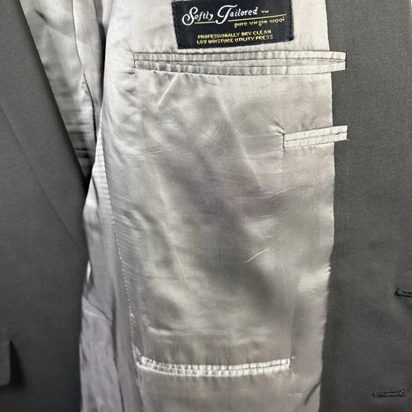 Hart Schaffner & Marx Parisian 43R Wool 2p Suit Gray Softly Tailored USA 38x29